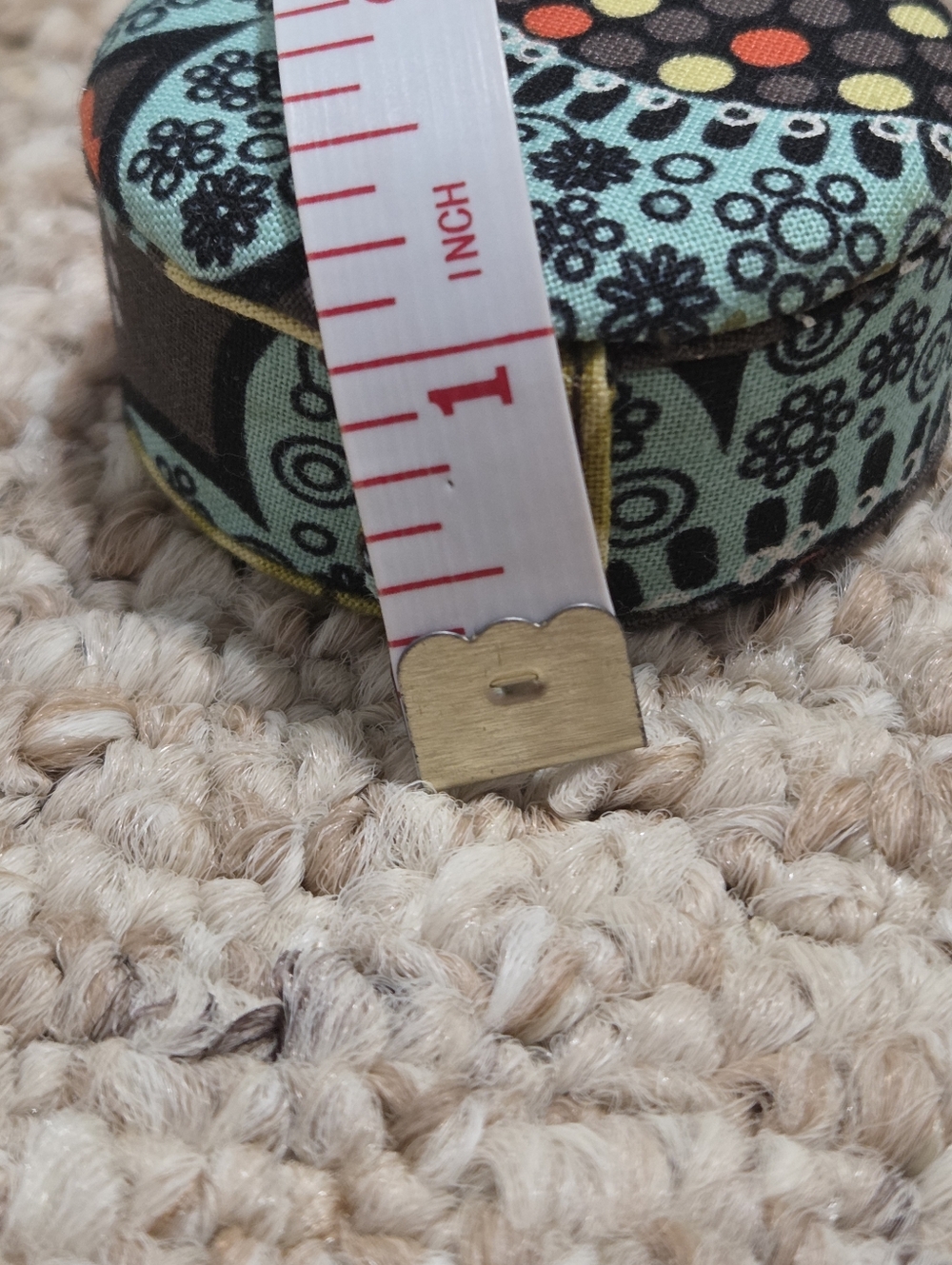 Vera Bradley Small Round Travel Case in Aqua, Gray, Yellow & Orange Dot Pattern - Picture 6 of 6